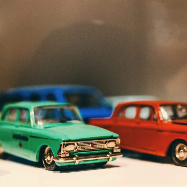 Photography of classic car die-cast models