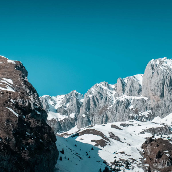 mountains with snow and a clear sky