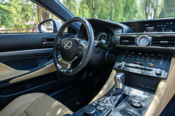 Lexus car with black and tan interior