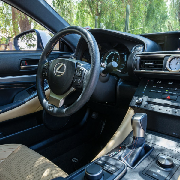 Lexus car with black and tan interior