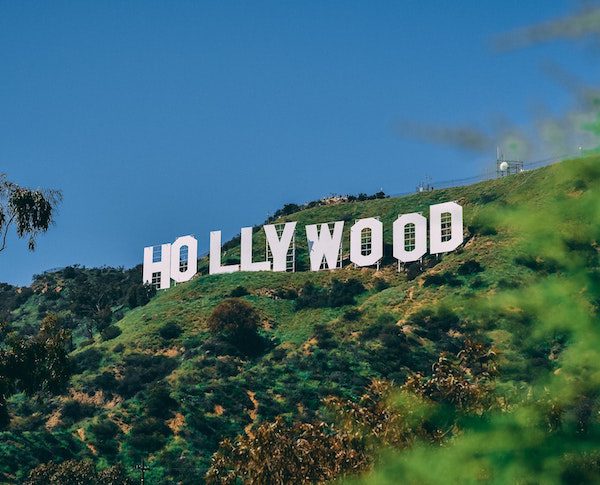 The famous hollywood sign located in the mountain