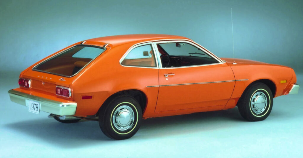 An orange Ford Pinto.
