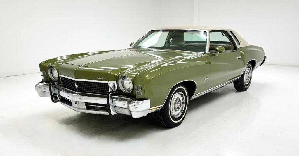 A green 1973 Chevrolet Monte Carlo